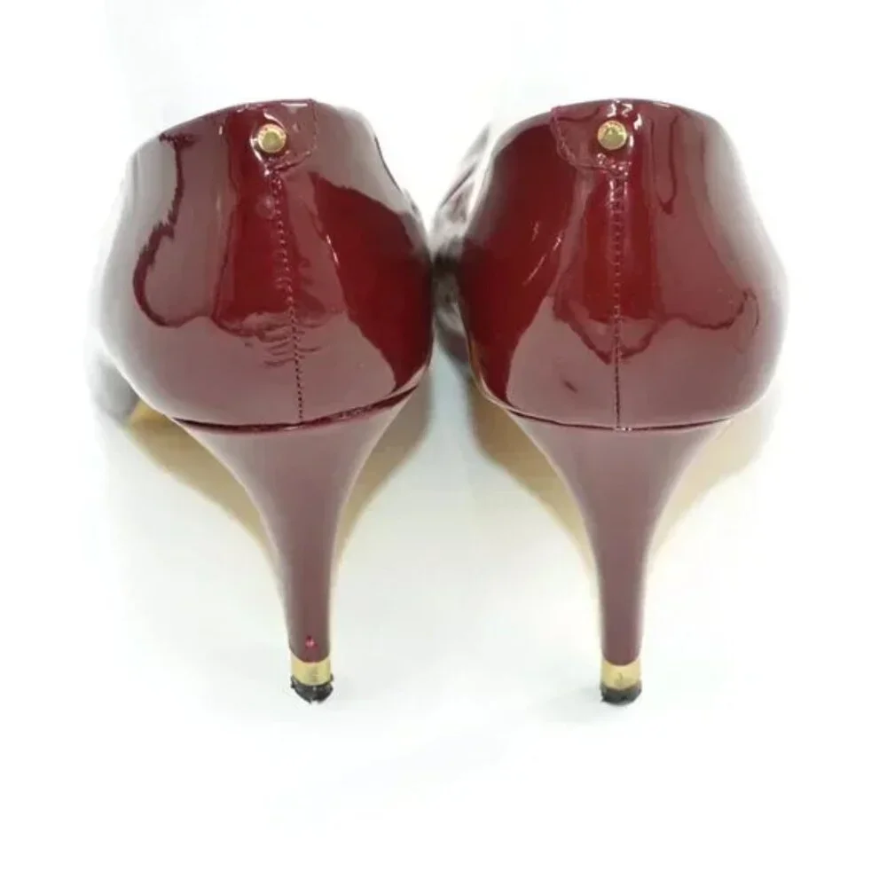Ted Baker Cranberry Red Patent Leather Gold Dress Christmas Heels Pumps 40 9.5 - Picture 10 of 16